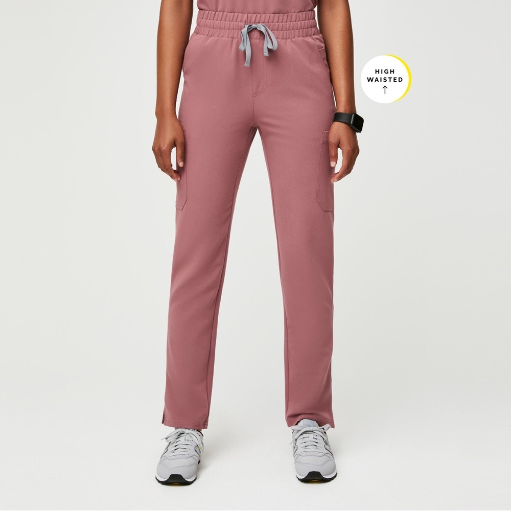 Figs High Waisted Yola skinny scrub pant in Mauve size S